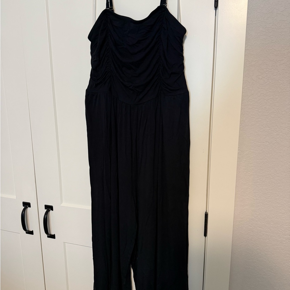 Ava & Viv Black Ruched Jumpsuit